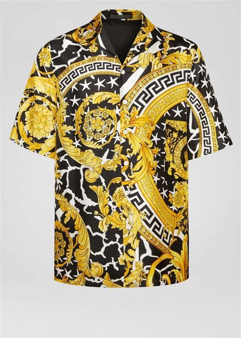 versace men silk shirt short sleeve|authentic versace shirts.